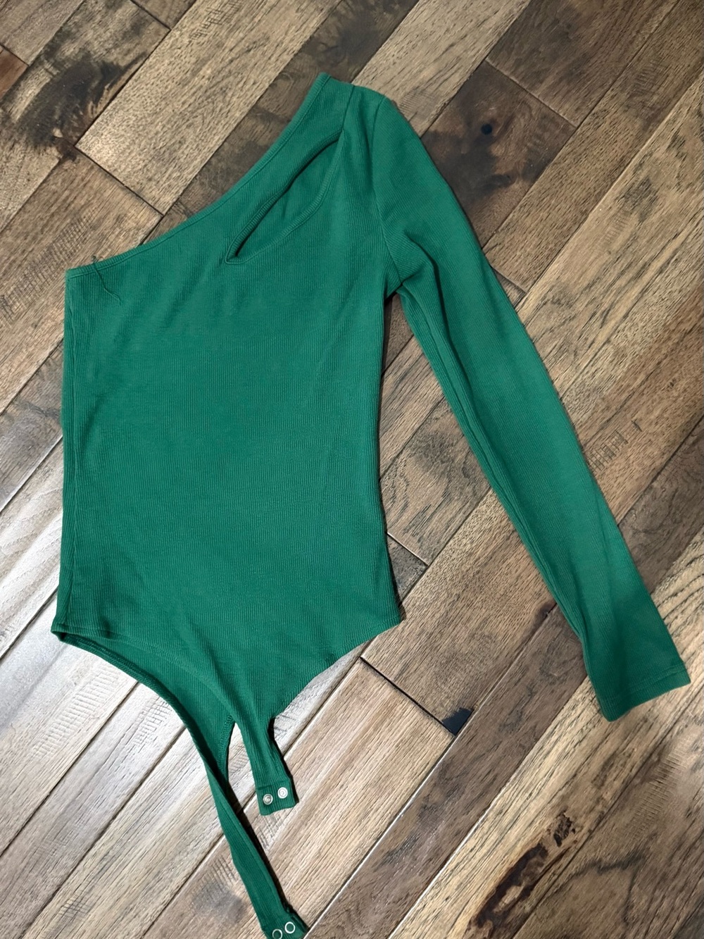 Green One-Shoulder Long Sleeve Bodysuit Size Small